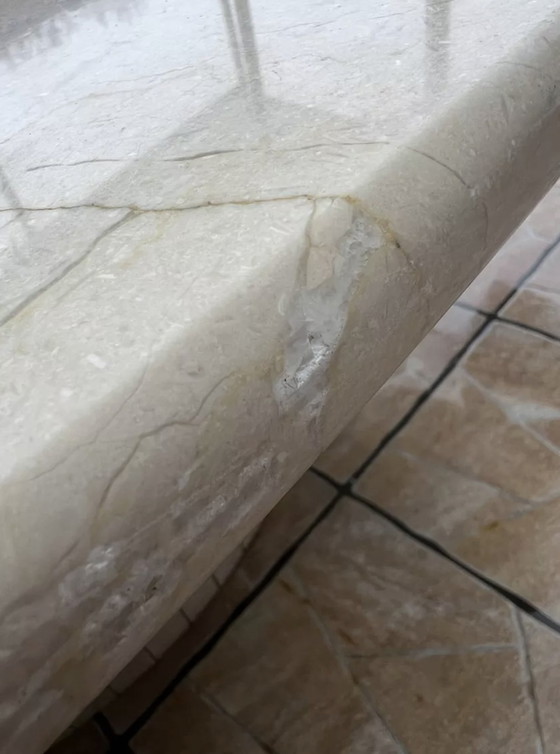 Image 1 of Tafel À Manger Ovale En Marbre Travertino Beige Claro - Años 70