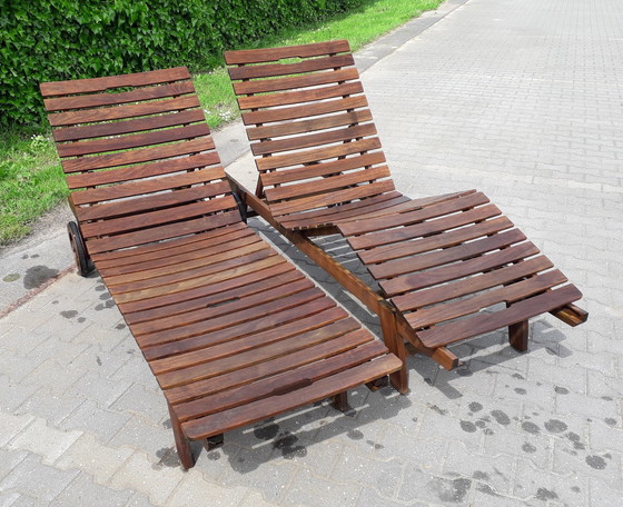 Image 1 of 2 Gloster teak loungers, mobile