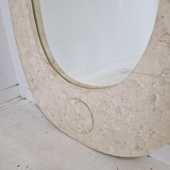 Image 1 of Vintage travertine frame wall mirror, Italy 1980