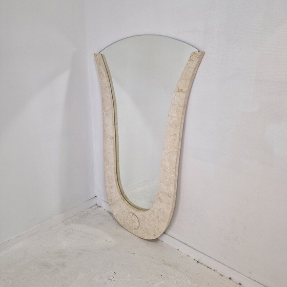 Image 1 of Vintage travertine frame wall mirror, Italy 1980