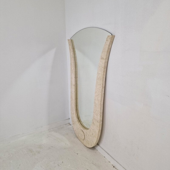 Image 1 of Vintage travertine frame wall mirror, Italy 1980