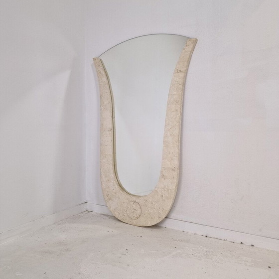Image 1 of Vintage travertine frame wall mirror, Italy 1980