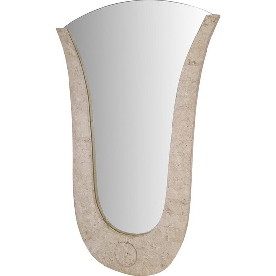 Image 1 of Vintage travertine frame wall mirror, Italy 1980