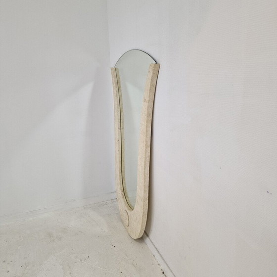 Image 1 of Vintage travertine frame wall mirror, Italy 1980
