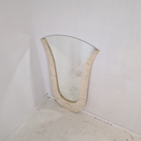 Image 1 of Vintage travertine frame wall mirror, Italy 1980
