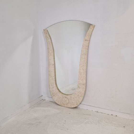 Image 1 of Vintage travertine frame wall mirror, Italy 1980