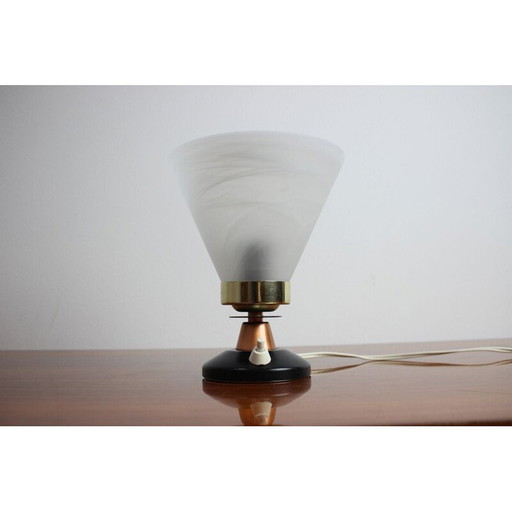 Vintage metal and glass table lamp, Germany 1970