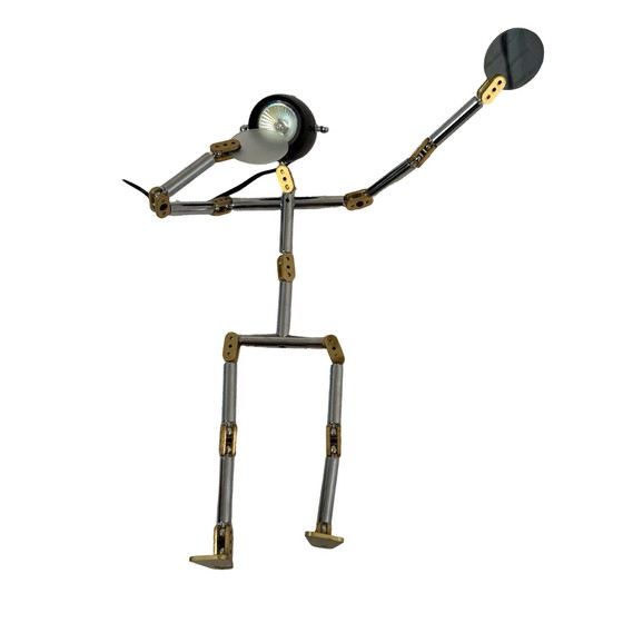 Image 1 of Sun Luen - Table Lamp Model ‘Osqar’ - Adjustable Figurine On A Round Base - In The Style Of Ygnacia Baranga