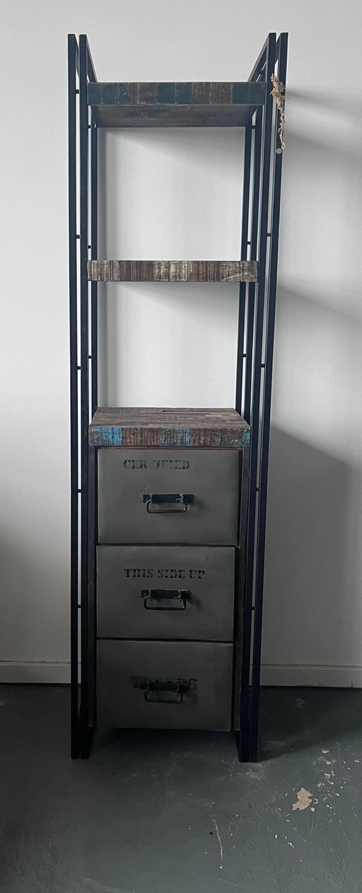 Industrial Design Bookcase/Trawer Cabinet