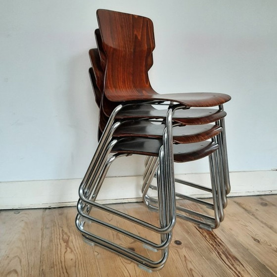 Image 1 of 4x Casala Stackable Chair Chromed