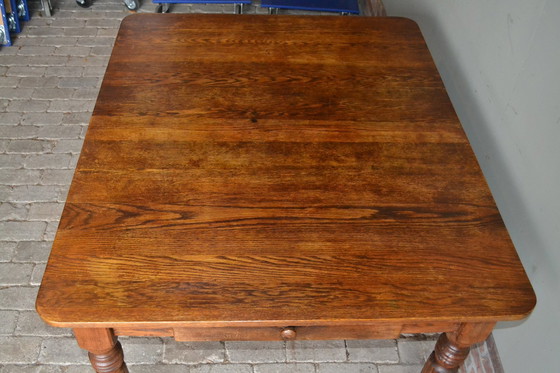 Image 1 of Antique Oak Wooden Dining Table With 6 Chairs