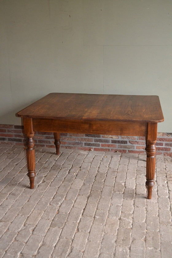 Image 1 of Antique Oak Wooden Dining Table With 6 Chairs