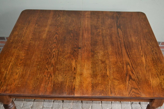 Image 1 of Antique Oak Wooden Dining Table With 6 Chairs