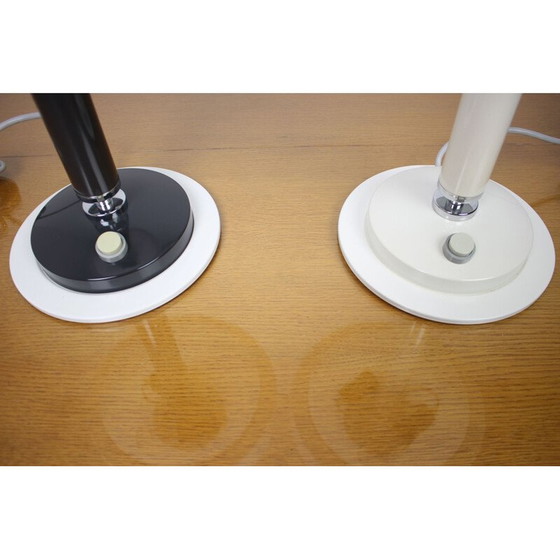 Image 1 of Coppia di lampade da tavolo vintage bianche e nere Napako, Cecoslovacchia 1960