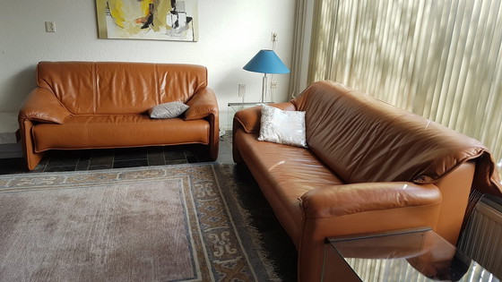 Image 1 of Two Leolux leather sofas or separately on offer