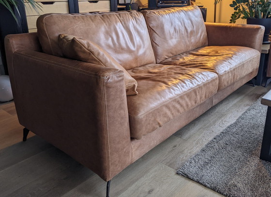 Image 1 of 2x Modern sofa leather brown