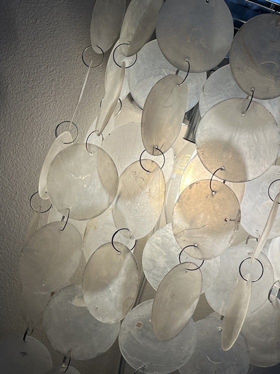 Image 1 of Set Of 2 Capiz Shell Wall Lights Silver Frame Pearl