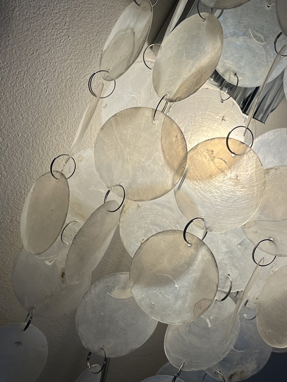 Image 1 of Set Of 2 Capiz Shell Wall Lights Silver Frame Pearl