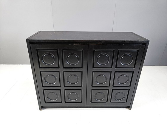 Image 1 of Black brutalist side cabinet, 1970s