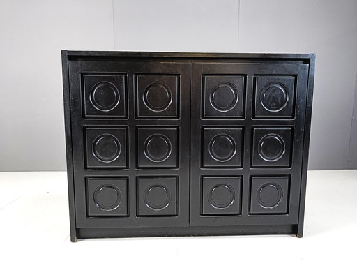 Black brutalist side cabinet, 1970s