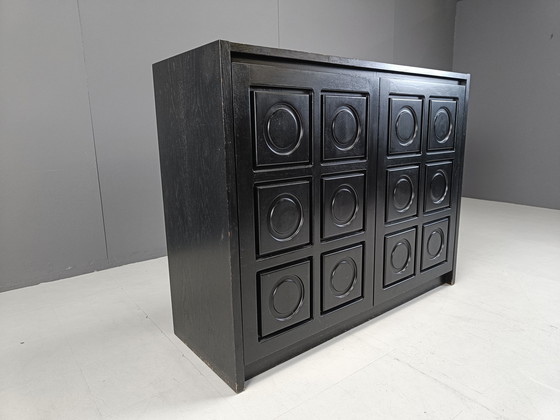 Image 1 of Black brutalist side cabinet, 1970s