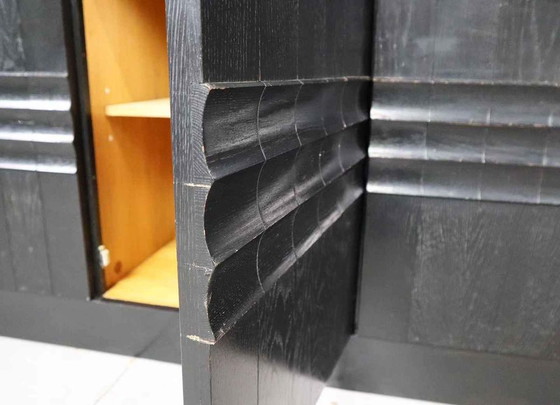 Image 1 of Brutalist ebonized sideboard with five graphical door panels, 1970's