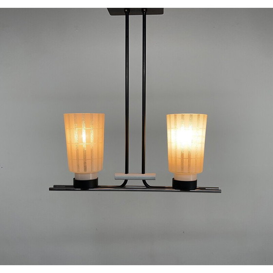 Image 1 of Mid-century chrome, metal and glass chandelier, Czechoslovakia 1970s