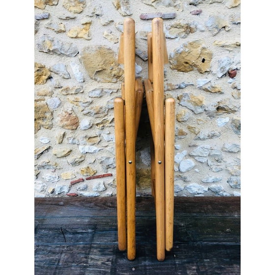 Image 1 of Pair of vintage folding chairs in bentwood and rattan canework for Habitat, 1970-1980
