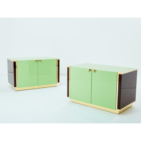 Image 1 of Pair of vintage brass cabinets by Jean-Claude Mahey for Roche Bobois, France 1970