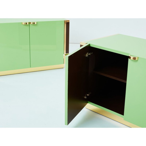 Image 1 of Pair of vintage brass cabinets by Jean-Claude Mahey for Roche Bobois, France 1970