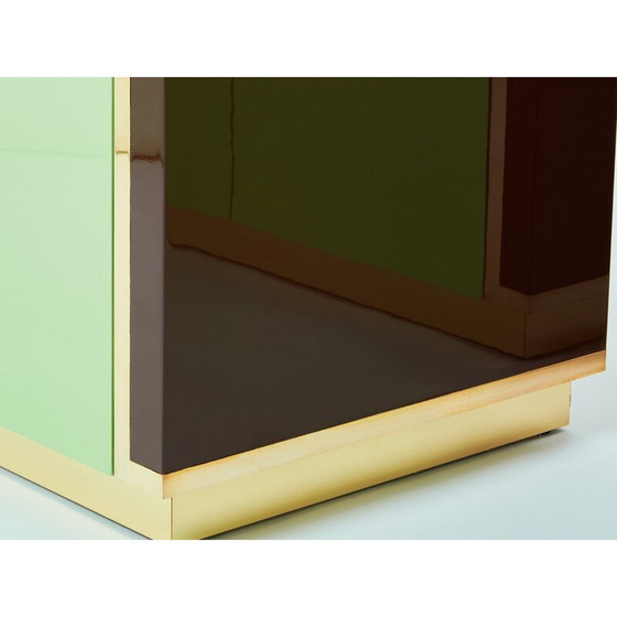 Image 1 of Pair of vintage brass cabinets by Jean-Claude Mahey for Roche Bobois, France 1970