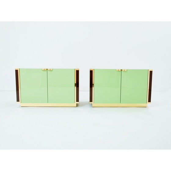 Image 1 of Pair of vintage brass cabinets by Jean-Claude Mahey for Roche Bobois, France 1970