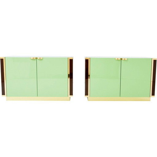 Pair of vintage brass cabinets by Jean-Claude Mahey for Roche Bobois, France 1970