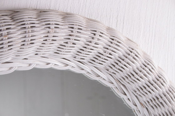 Image 1 of Scandinavian Round Rattan Mirror White.