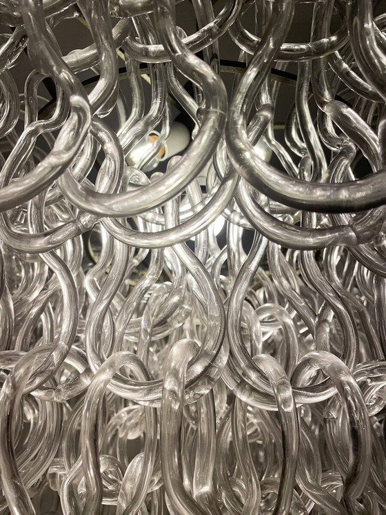 Image 1 of Glass Chandelier By Angelo Mangiarotti For Vistosi, Italy 1970S