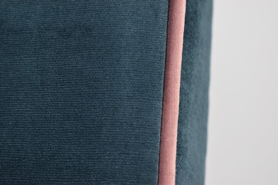 Image 1 of Restored Compass Chair, Canary Yellow Fabric, Pink Thread, Teak, 1960