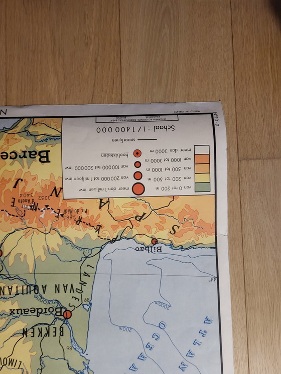 Image 1 of Old School Map France And Switzerland, 1980s