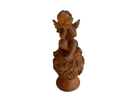 Image 1 of Rustic Sitting Angel On Sphere