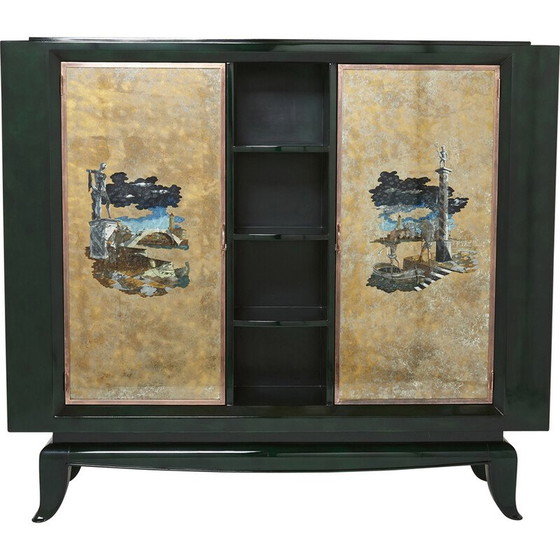 Image 1 of Vintage Art Deco lacquered cabinet by René Drouet and Pierre Adrien Ekman, 1938