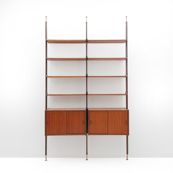 Image 1 of 2-Bay Floor-To-Ceiling Bookcase In Teak, 1960S