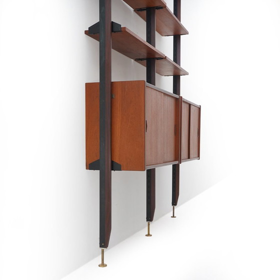 Image 1 of 2-Bay Floor-To-Ceiling Bookcase In Teak, 1960S