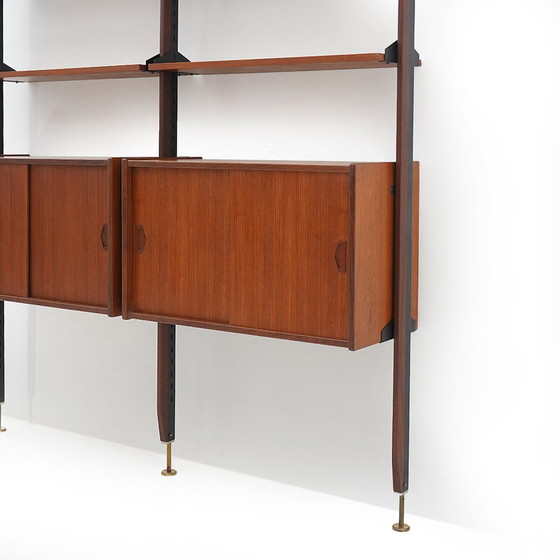 Image 1 of 2-Bay Floor-To-Ceiling Bookcase In Teak, 1960S