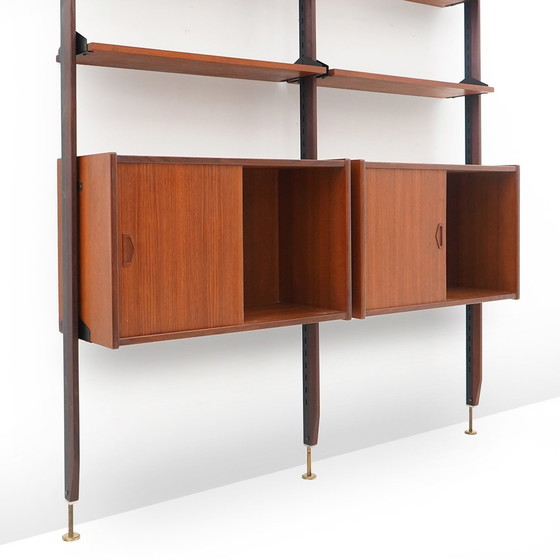 Image 1 of 2-Bay Floor-To-Ceiling Bookcase In Teak, 1960S