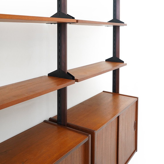 Image 1 of 2-Bay Floor-To-Ceiling Bookcase In Teak, 1960S