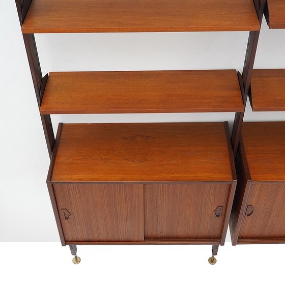 Image 1 of 2-Bay Floor-To-Ceiling Bookcase In Teak, 1960S