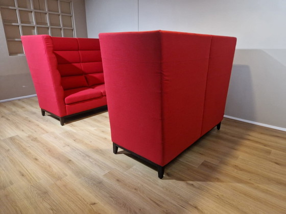 Image 1 of 2X Satellite Cave Acoustic Sofas Wool Fabric Red Design