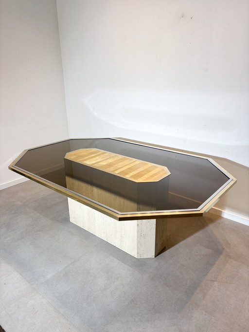 Roger Vanhevel - Brass Etched Travertine Dining Table