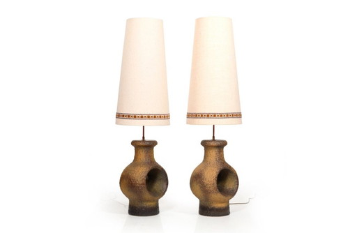 Danish Ceramic Floor or Table Lamps, 1960s, Set of 2