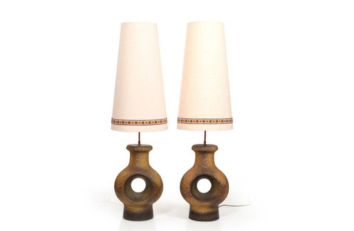 Danish Ceramic Floor or Table Lamps, 1960s, Set of 2