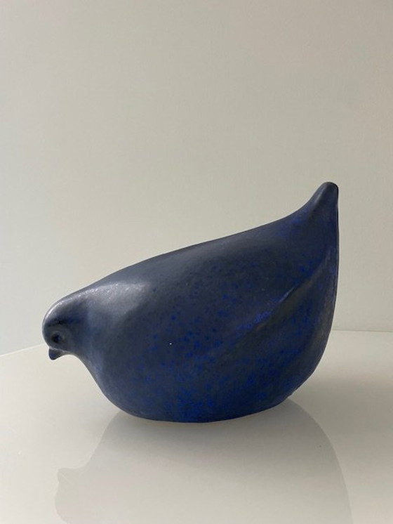 Image 1 of Escultura de pájaro estilizado - Cerámica azul zafiro - Diseño escandinavo